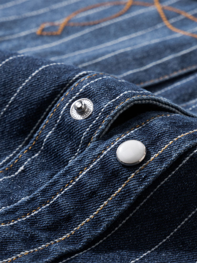 Camisa vaquera a rayas de inspiración vintage para hombre