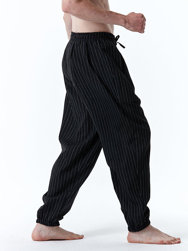 Men's Drawstring Casual Loose Stripe Pants