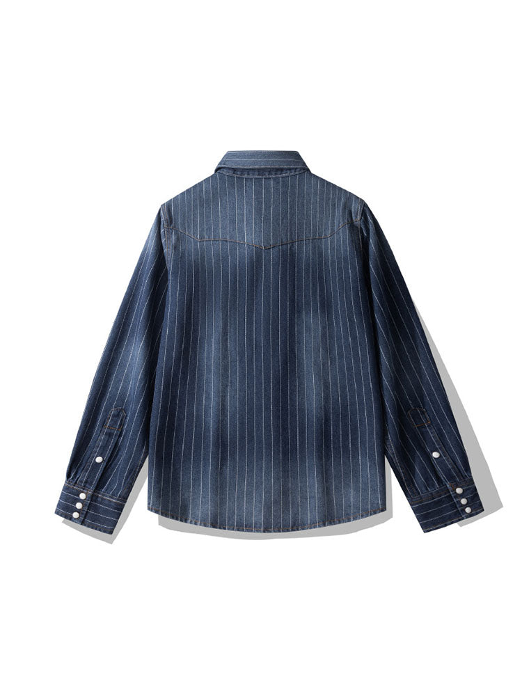Camisa vaquera a rayas de inspiración vintage para hombre