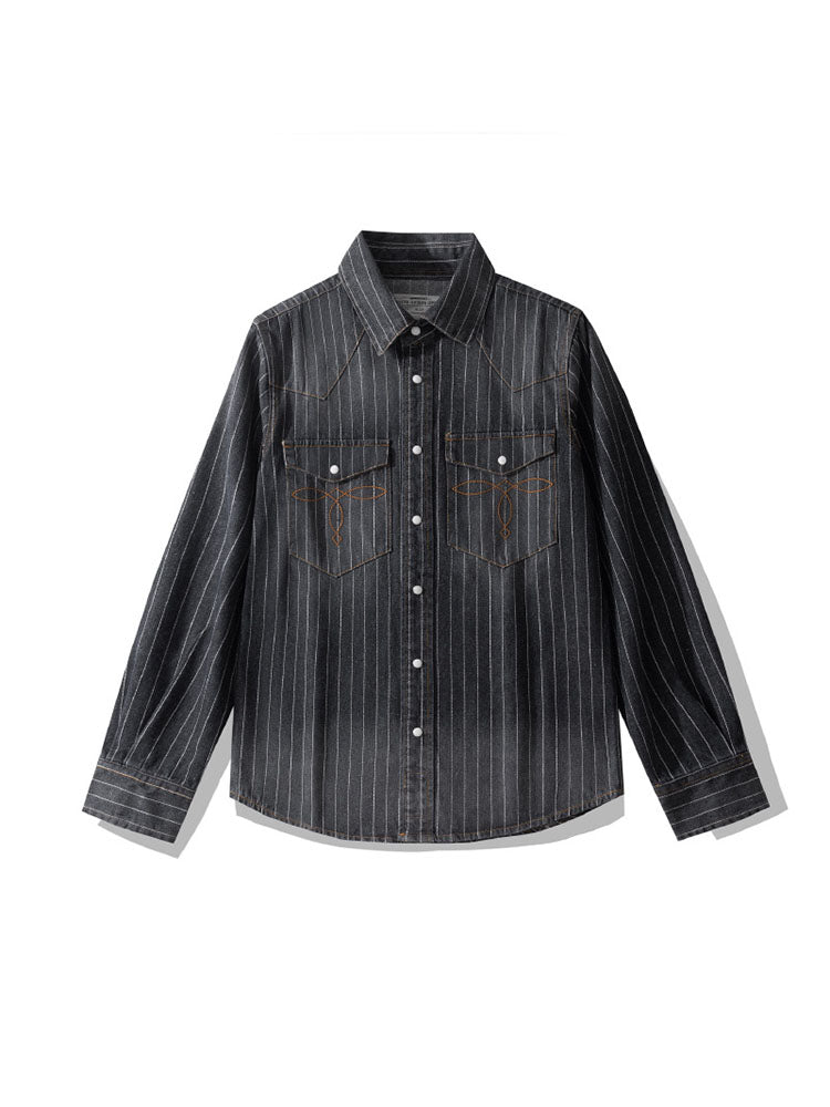 Camisa vaquera a rayas de inspiración vintage para hombre