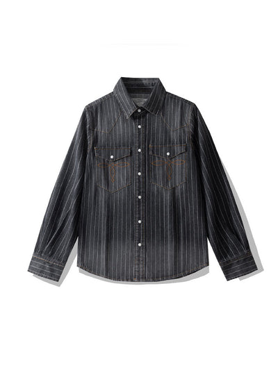 Camisa vaquera a rayas de inspiración vintage para hombre