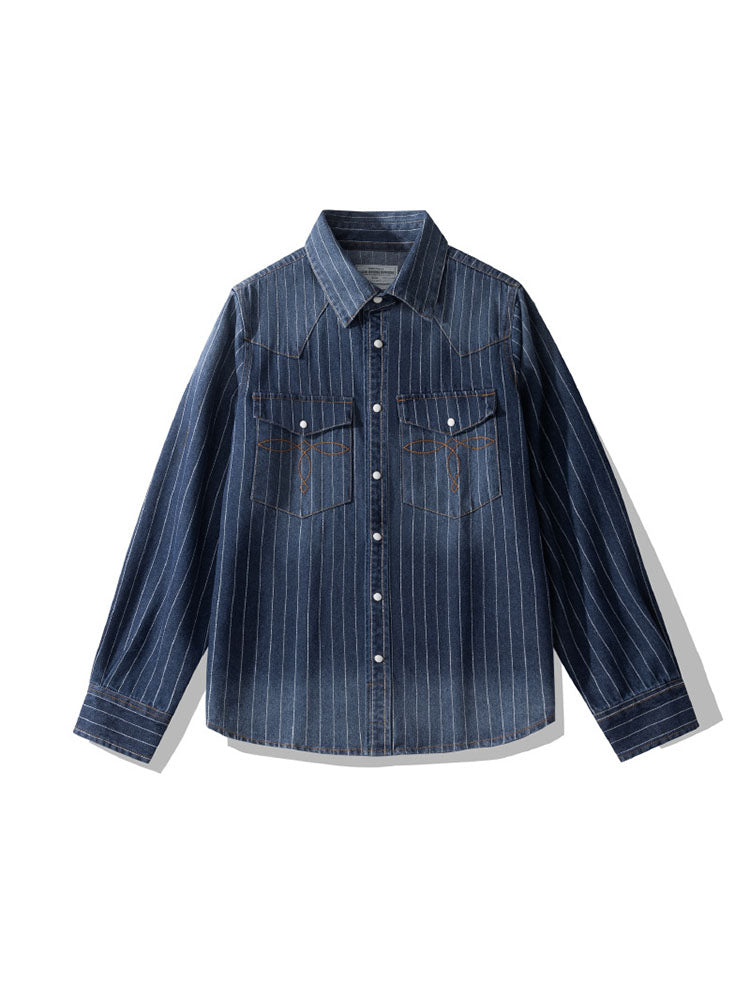 Camisa vaquera a rayas de inspiración vintage para hombre