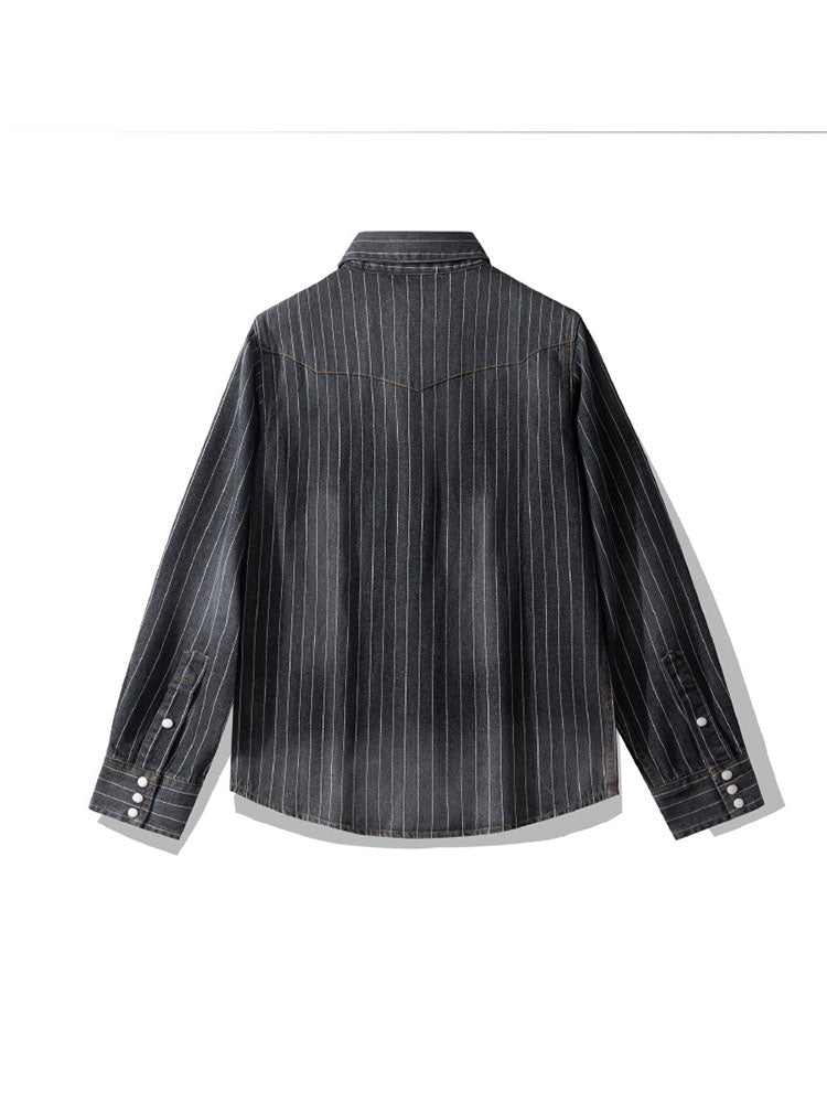 Camisa vaquera a rayas de inspiración vintage para hombre