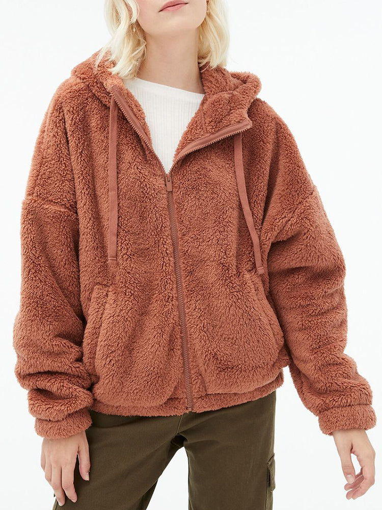 Sudadera con capucha extragrande de polar con cremallera completa