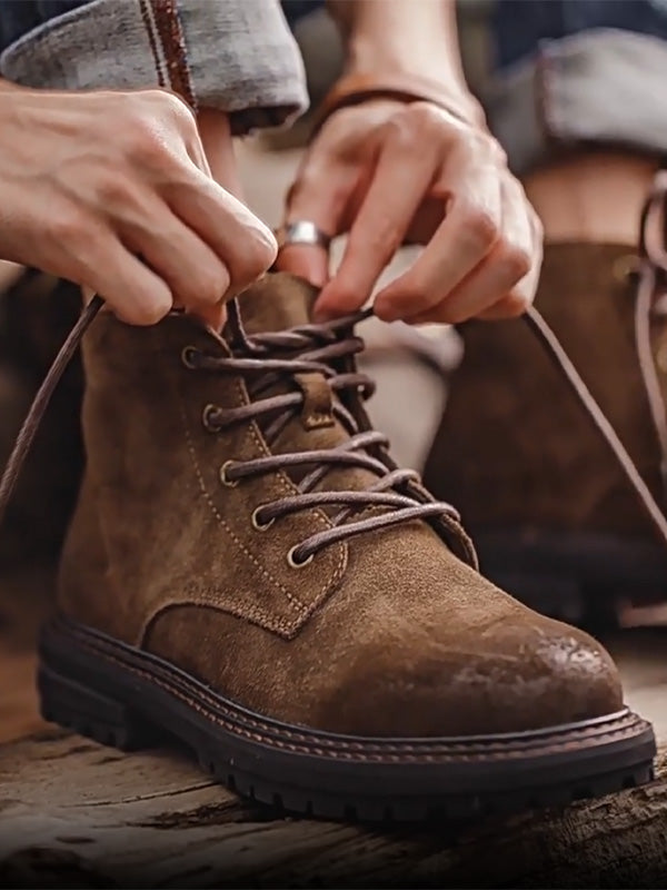 Botas de trabajo clásicas de gamuza de vaca con cera de aceite