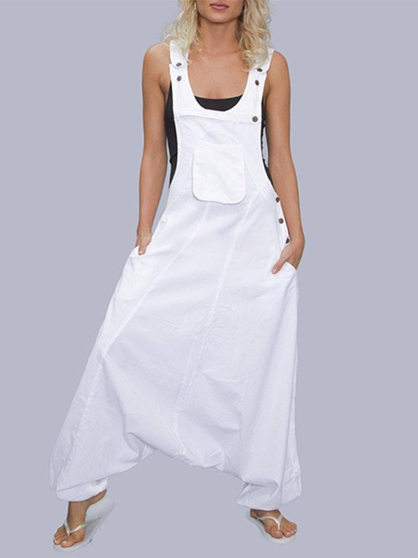 Women's U-neck Sleeveless Harem Wide Leg Jumpsuit