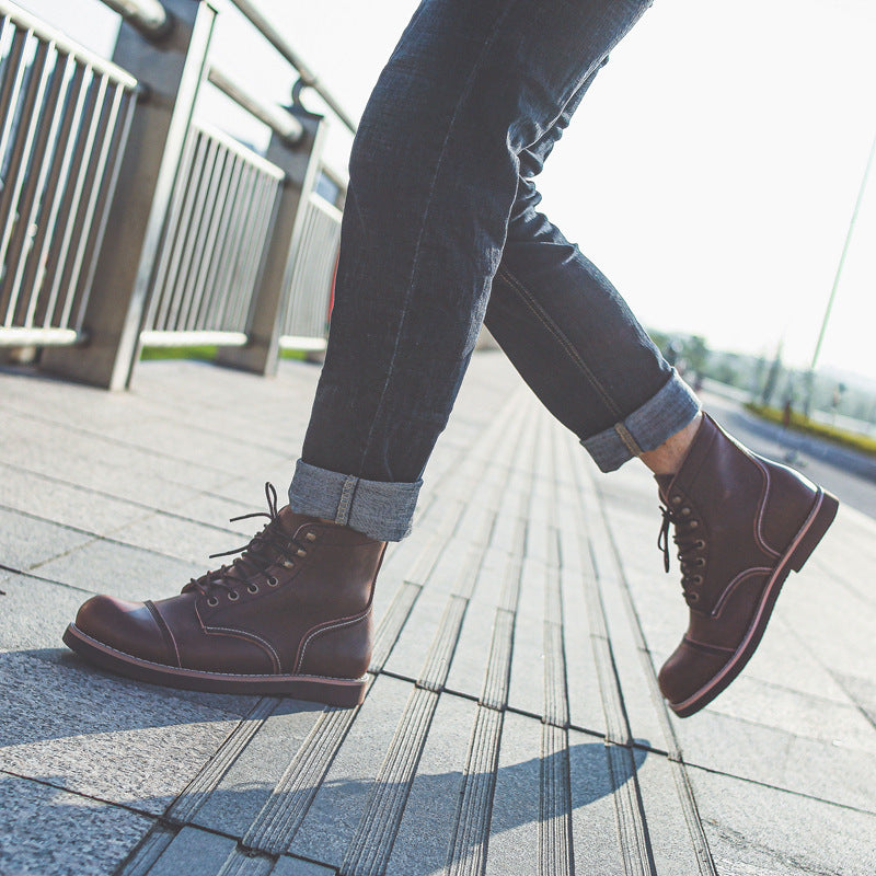 Botas de trabajo de piel de vaca auténtica para hombre