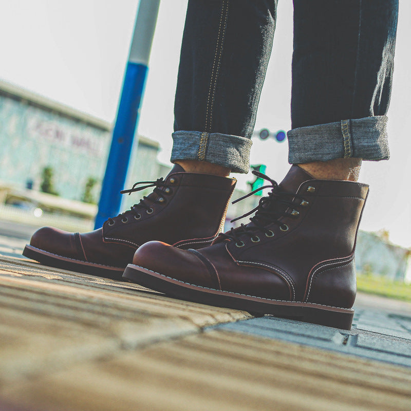 Botas de trabajo de piel de vaca auténtica para hombre