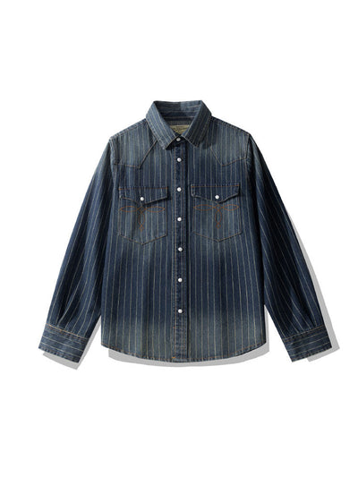 Camisa vaquera a rayas de inspiración vintage para hombre