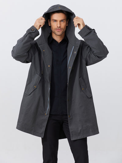 Chaqueta tipo parka con capucha y cordones ajustables para hombre