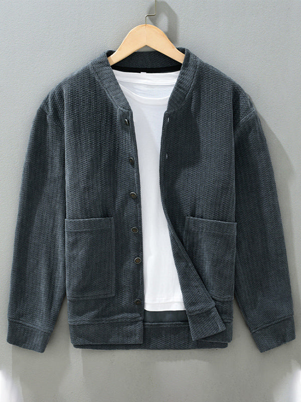 Men's Loose Stand Collar Corduroy Jacket