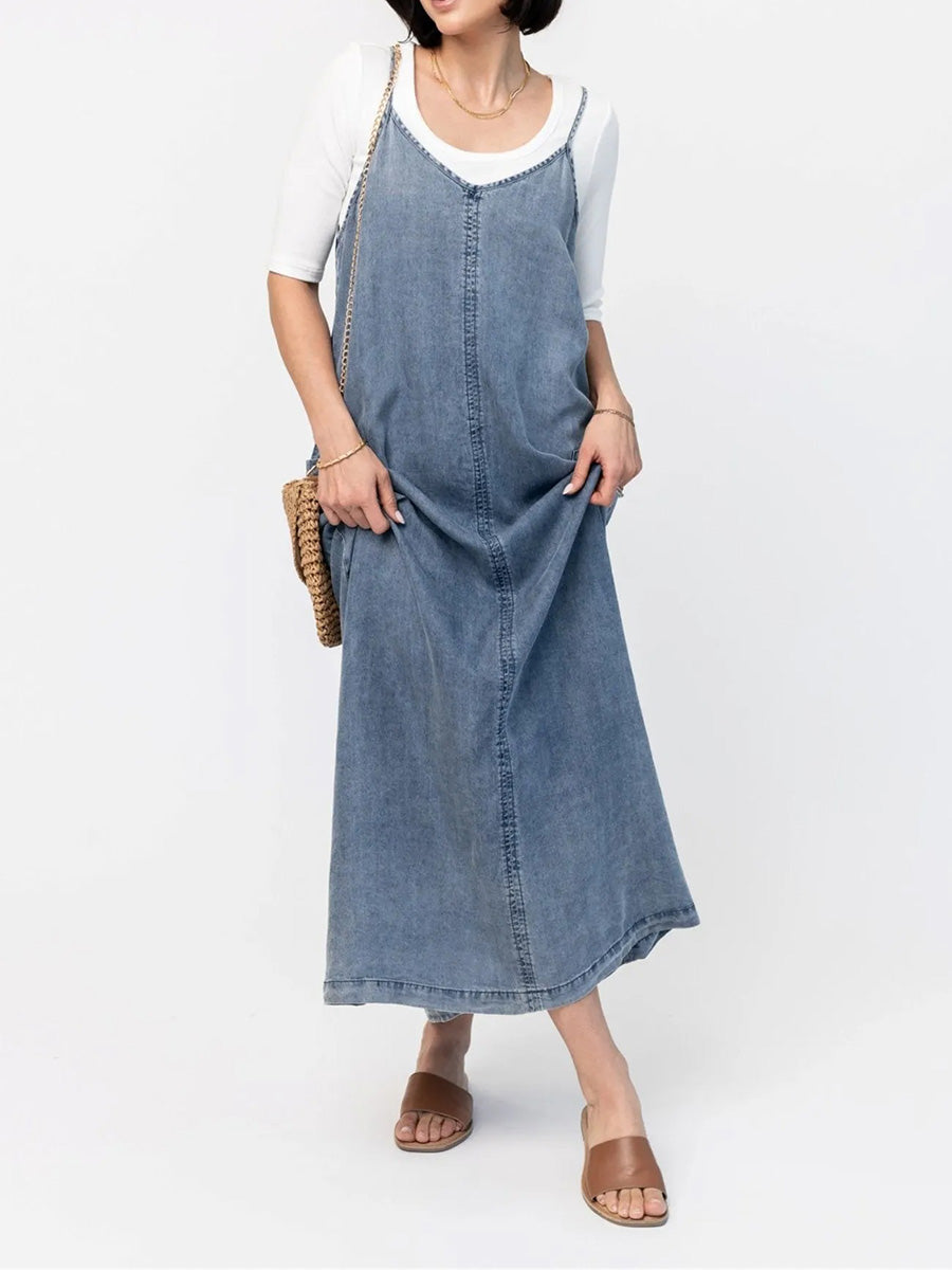 Vestido largo vaquero holgado de inspiración vintage