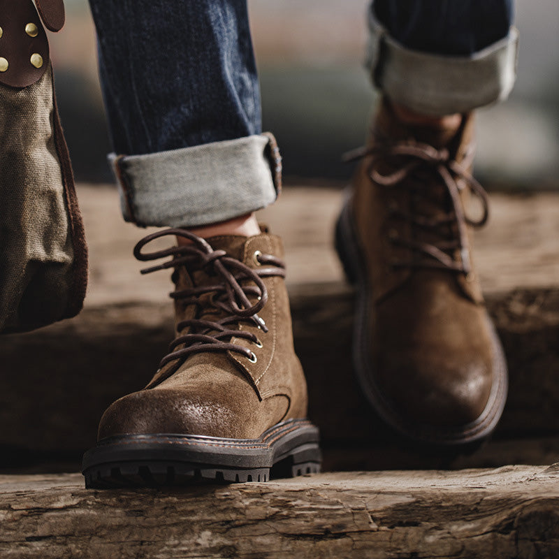 Botas de trabajo clásicas de gamuza de vaca con cera de aceite