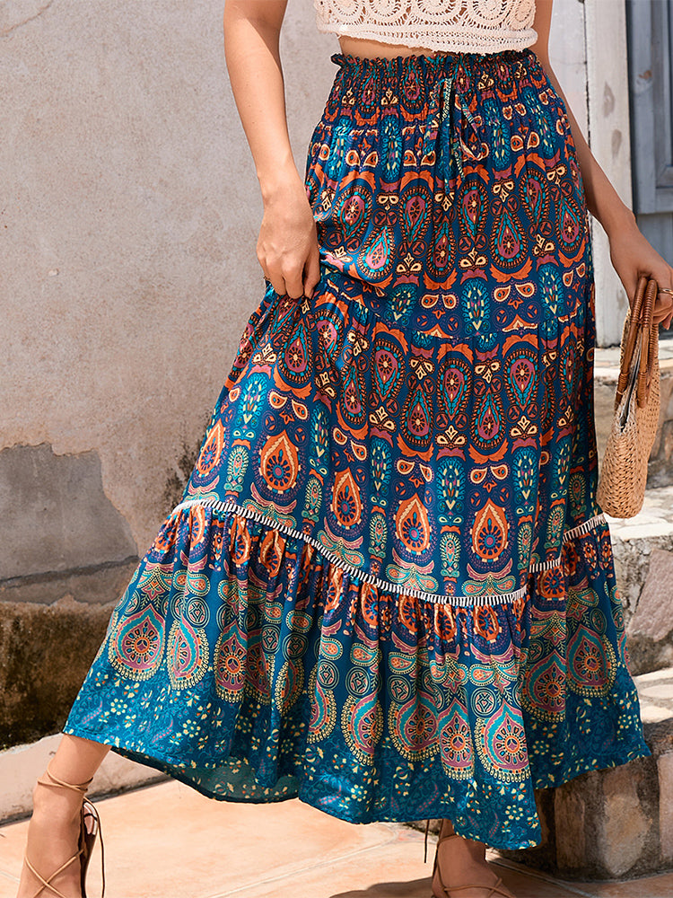 Bohemian Printed Pattern Patchwork Skirt