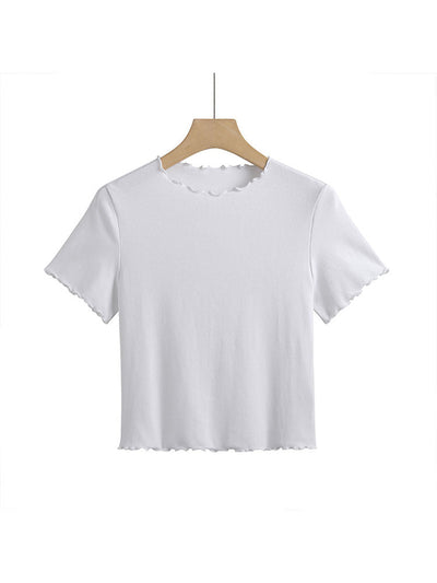 Camisetas de manga corta con volantes para mujer