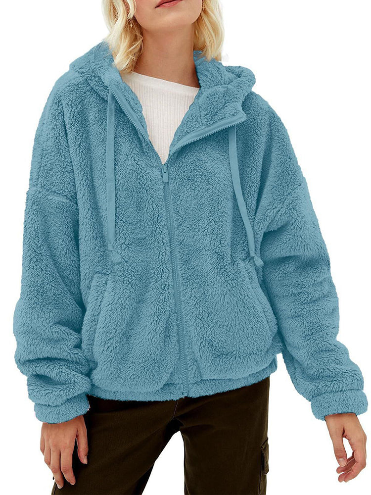 Sudadera con capucha extragrande de polar con cremallera completa