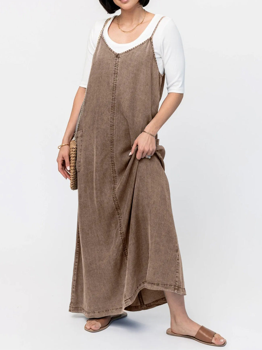 Vestido largo vaquero holgado de inspiración vintage