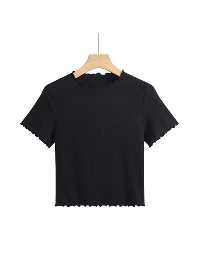 Camisetas de manga corta con volantes para mujer