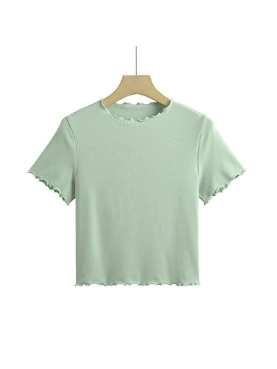 Camisetas de manga corta con volantes para mujer