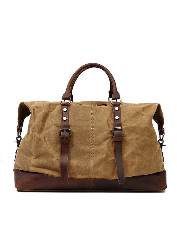 Vintage-Inspired Waxed Canvas Leather Holdall Bag