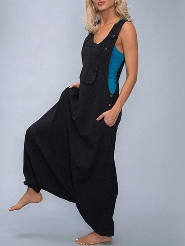 Women's U-neck Sleeveless Harem Wide Leg Jumpsuit