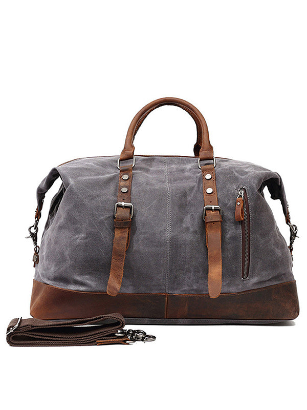 Vintage-Inspired Waxed Canvas Leather Holdall Bag