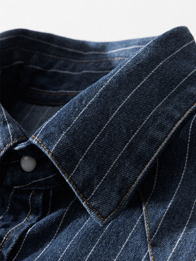 Camisa vaquera a rayas de inspiración vintage para hombre