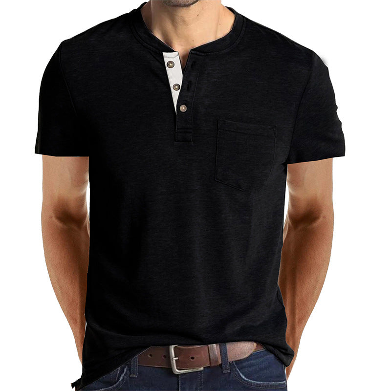 Camiseta de manga corta de color liso para hombre 