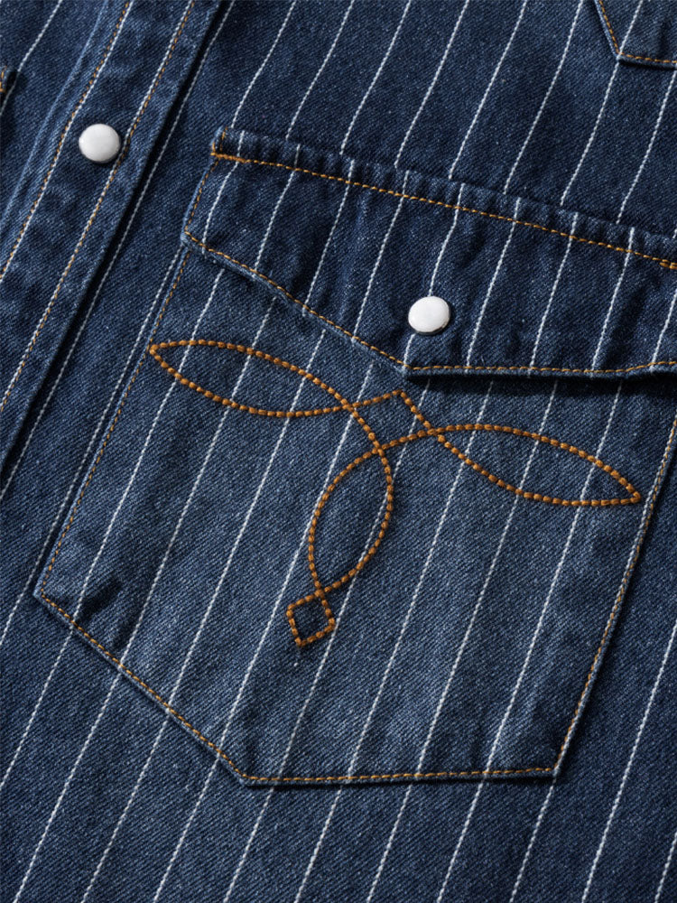 Camisa vaquera a rayas de inspiración vintage para hombre