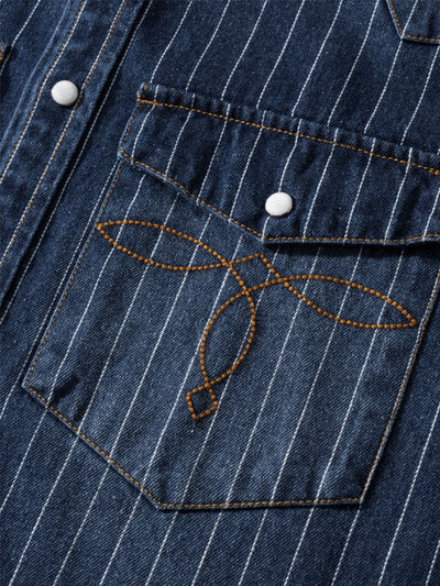 Camisa vaquera a rayas de inspiración vintage para hombre