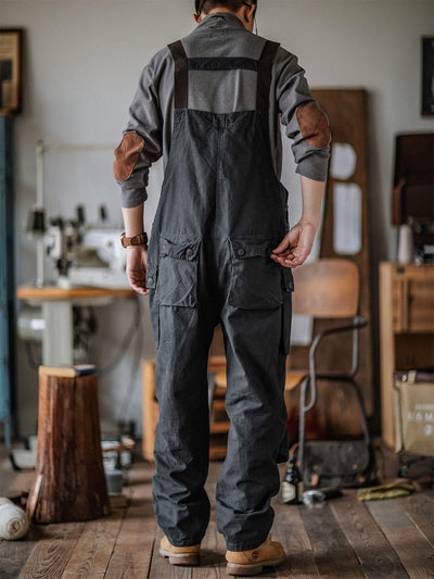 Mono de lona para hombre con bolsillos con solapa y botones en la parte delantera, ropa de trabajo