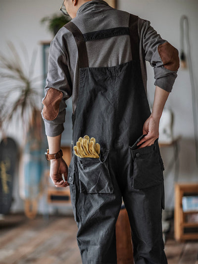 Mono de lona para hombre con bolsillos con solapa y botones en la parte delantera, ropa de trabajo