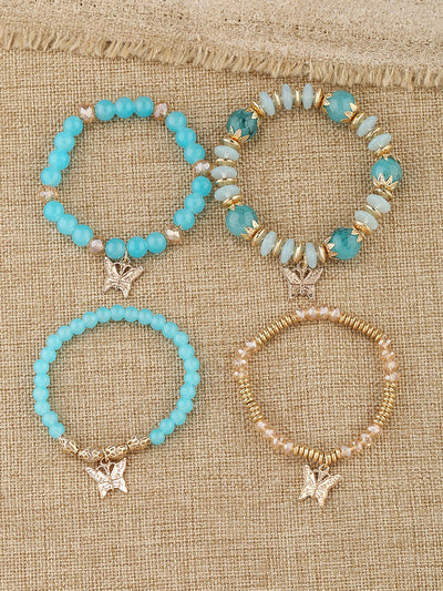 Pulsera Bohemia con Colgante de Mariposa de Cristal Multicapa