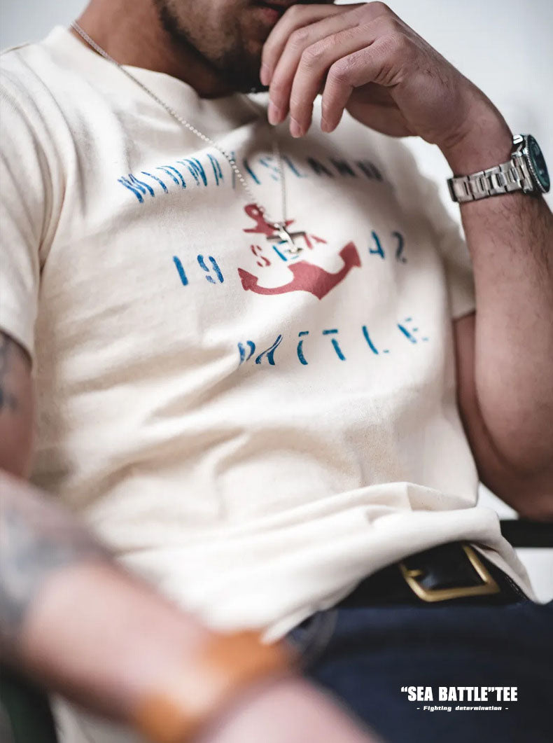 Camiseta con estampado de ancla náutica para hombre