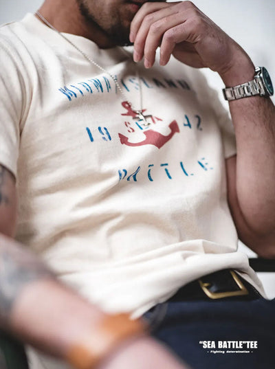Camiseta con estampado de ancla náutica para hombre