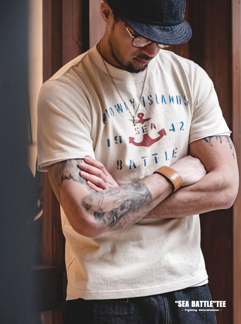 Camiseta con estampado de ancla náutica para hombre
