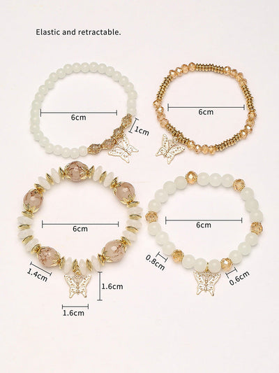 Pulsera Bohemia con Colgante de Mariposa de Cristal Multicapa