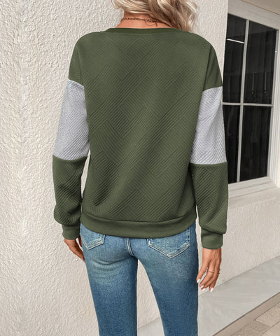 Sudadera texturizada con bloques de color para mujer
