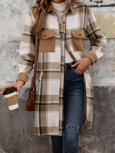 Chaqueta larga de patchwork a cuadros