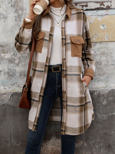 Chaqueta larga de patchwork a cuadros