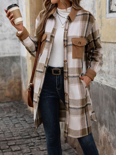 Chaqueta larga de patchwork a cuadros