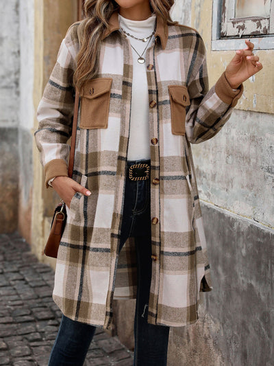 Chaqueta larga de patchwork a cuadros