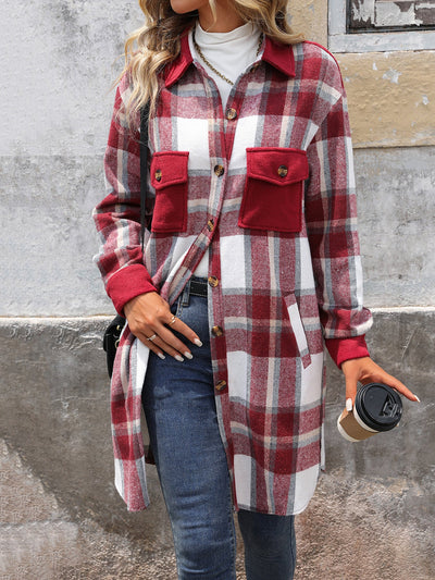 Chaqueta larga de patchwork a cuadros