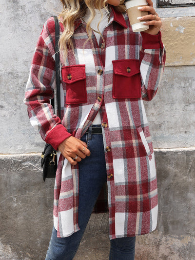 Chaqueta larga de patchwork a cuadros