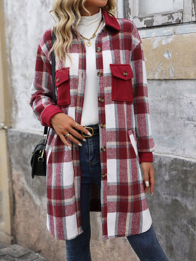 Chaqueta larga de patchwork a cuadros
