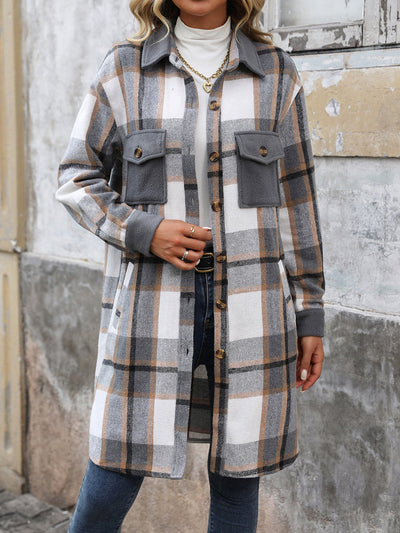 Chaqueta larga de patchwork a cuadros