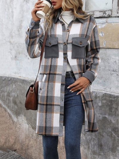 Chaqueta larga de patchwork a cuadros