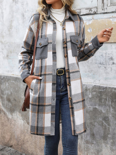Chaqueta larga de patchwork a cuadros