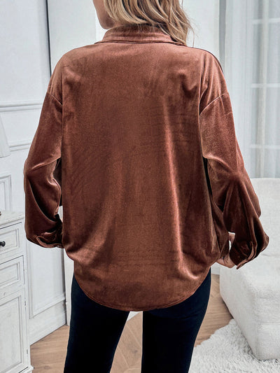Velvet Like Button Down Shirt