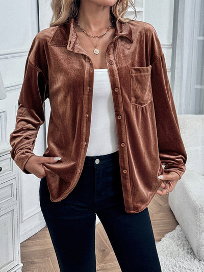 Velvet Like Button Down Shirt